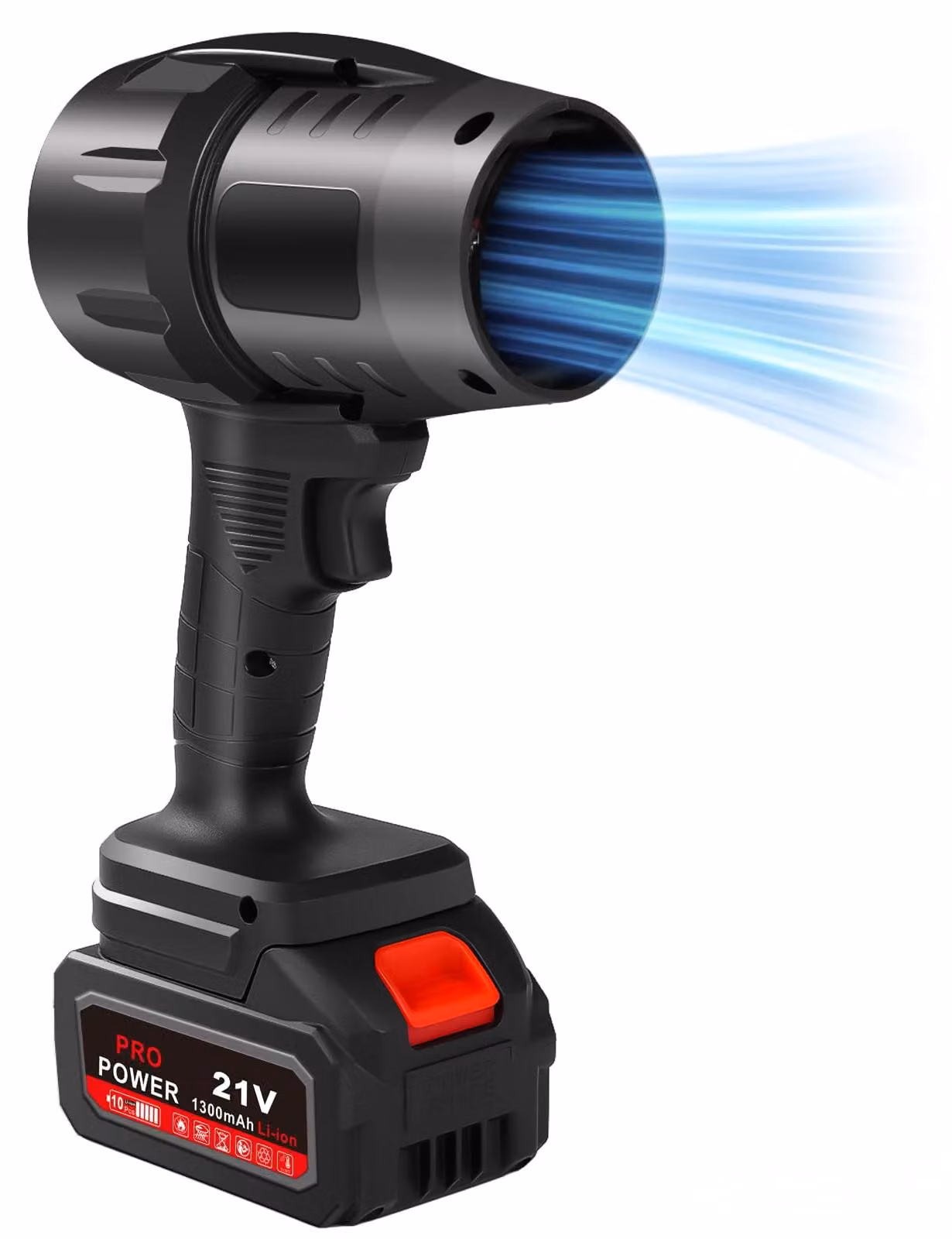 Soffiatore portatile Accu - 21 V, 800 W - Batteria da 1300 mAh - Modello manuale, ideale per giardino e auto