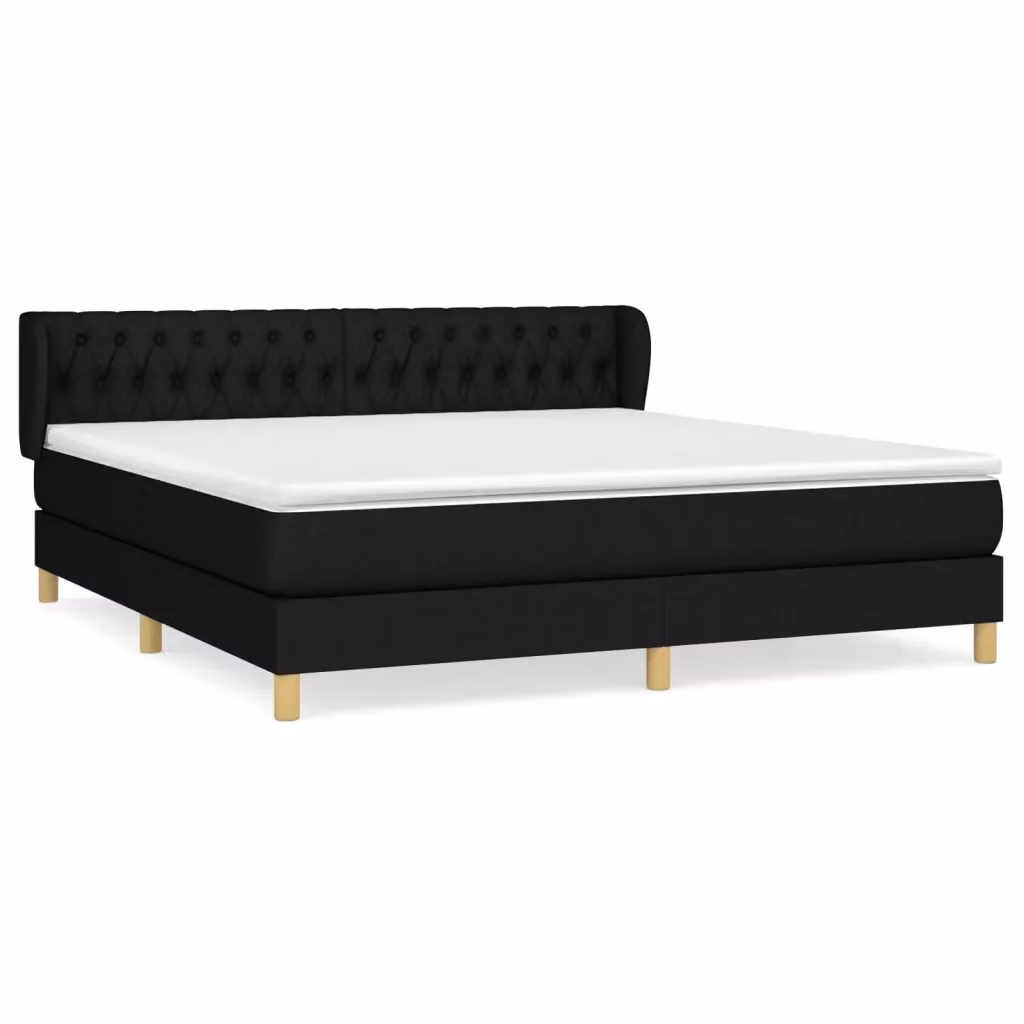 vidaXL Letto Ibrido con Materasso in Tessuto Nero e Bianco L/P: 180 x 200 cm – 2