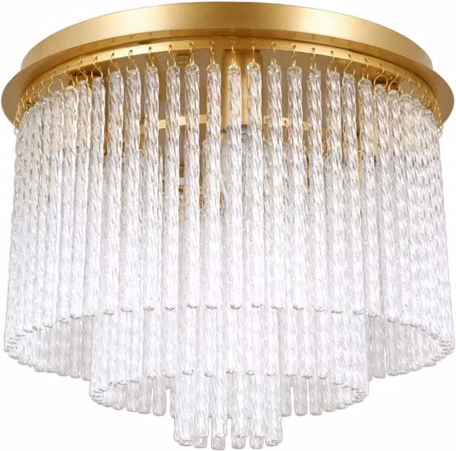Lampada da soffitto Naute Italux in metallo oro e vetro trasparente con 7 x E14