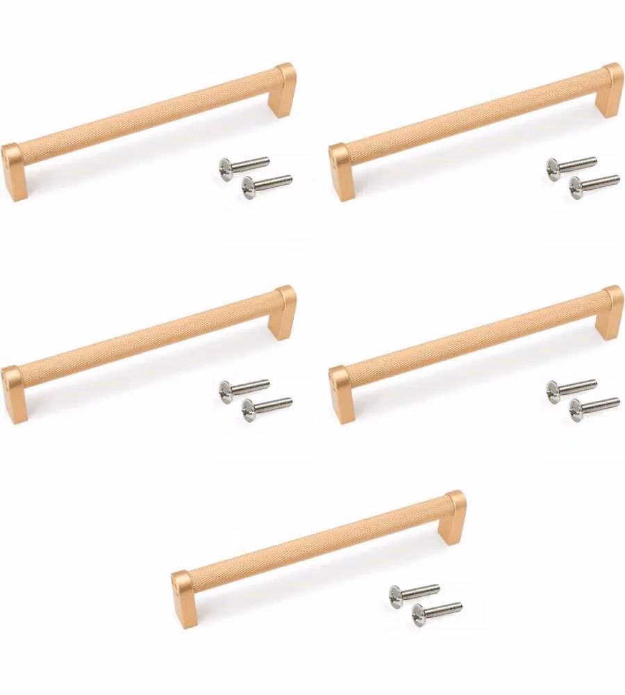 Set 5 maniglie per mobili alluminio verniciato oro L173mm
