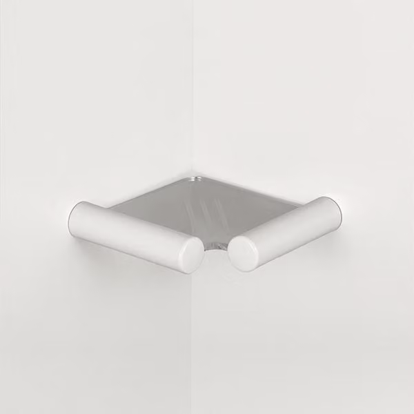 pba 01 Mensola angolare in vetro, supporti in nylon, 190x190 mm