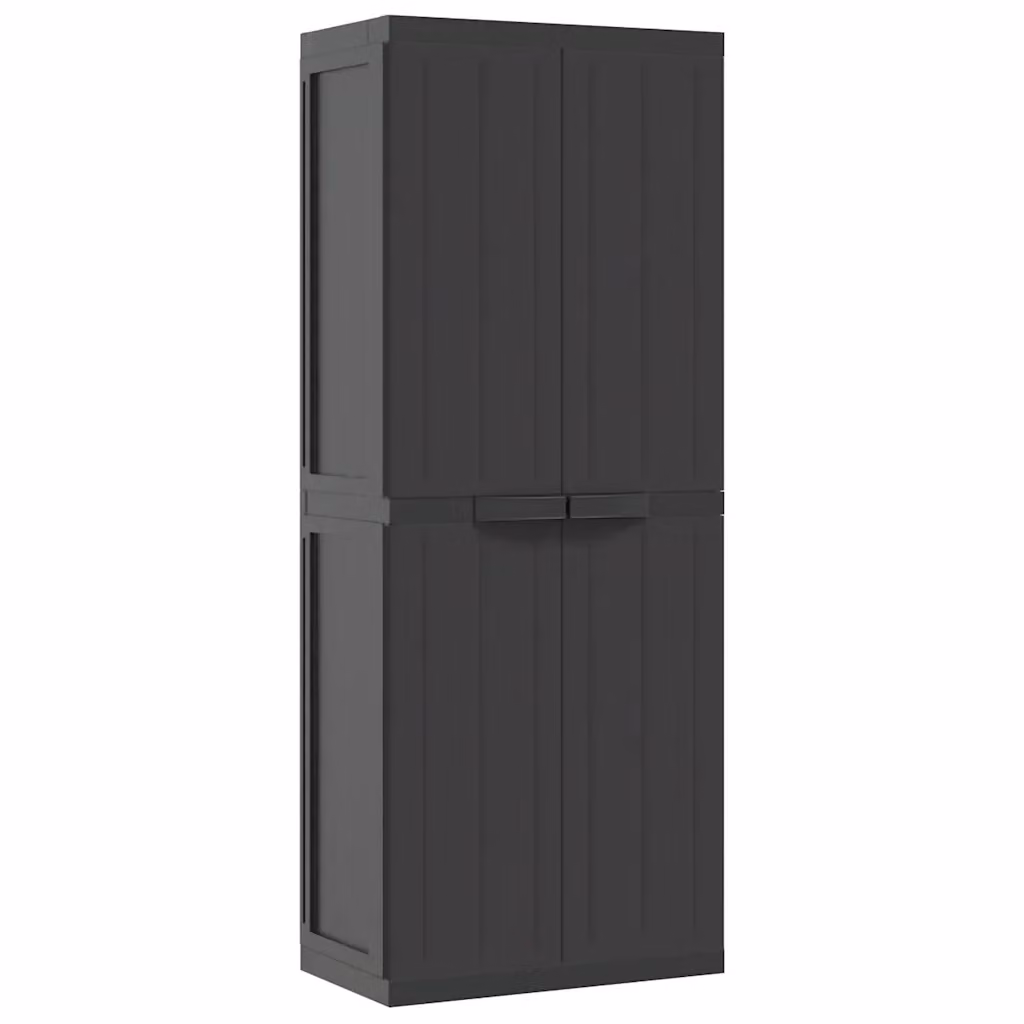 Armadio da esterno vidaXL nero in plastica con ripiani interni e serratura L/P/H: 65 x 37 x 165 cm – 2