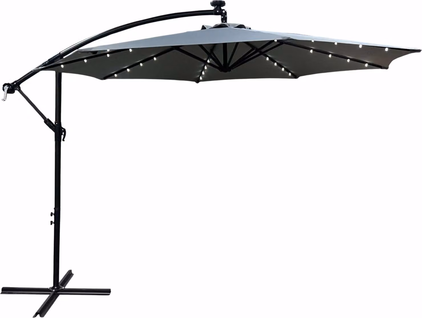 raumhirsch: Ombrellone da giardino LED, 300x300 cm. Ombrellone, ombrellone da mercato, ombrellone con manovella. Illuminazione solare. Inclinabile. Impermeabile. Grigio