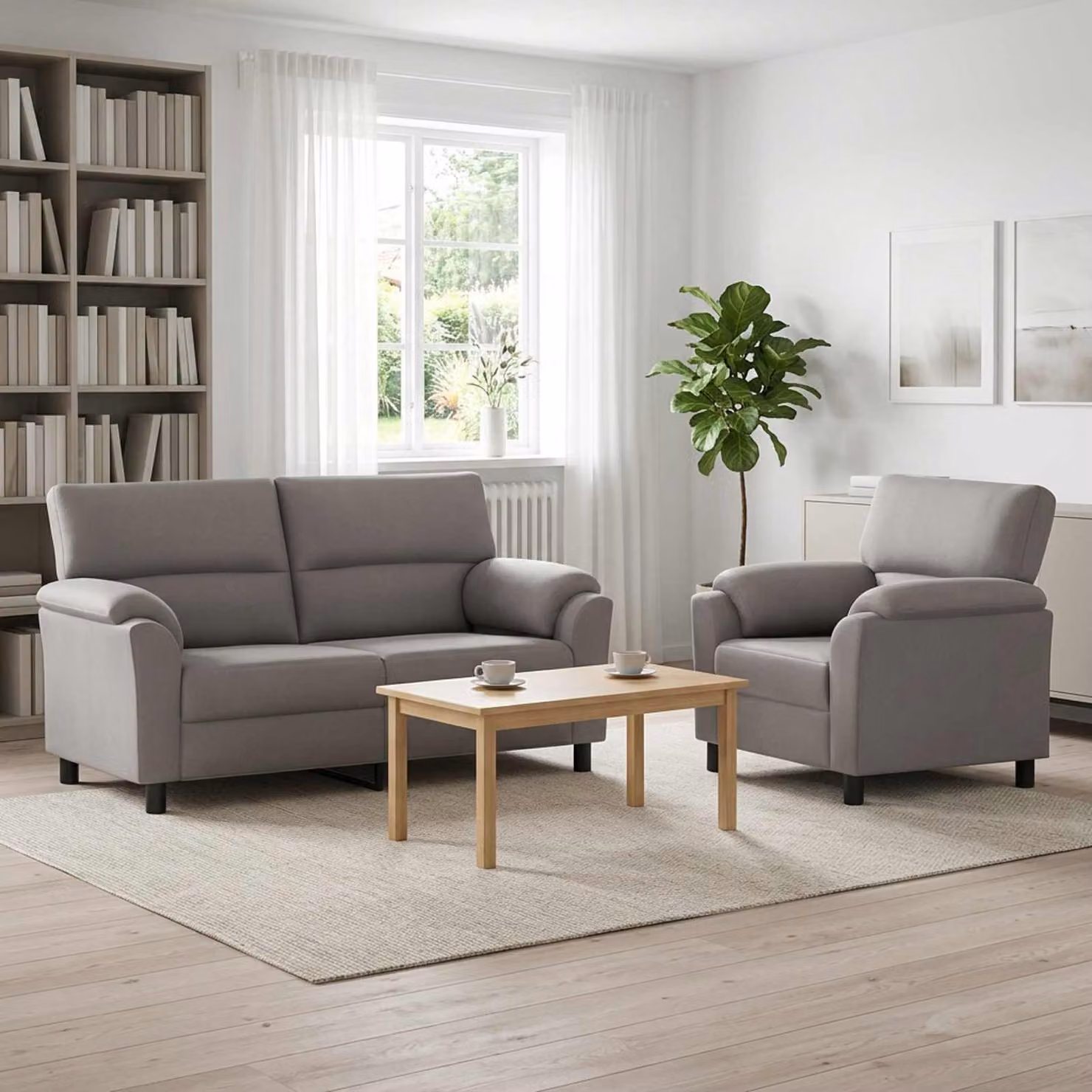 Set di 2 divani moderni vidaXL in velluto grigio con struttura in metallo per il tuo soggiorno