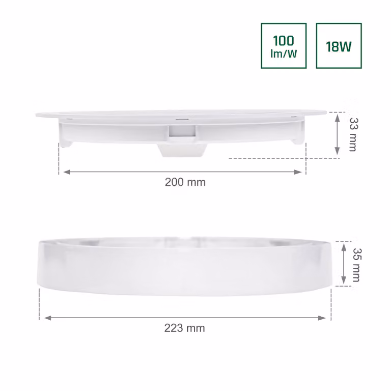 Spectrum LED proiettore da superficie e da incasso ALGINE 2in1 bianco rotondo Ø22,3cm 18W 2200lm bianco caldo 3000K 110°