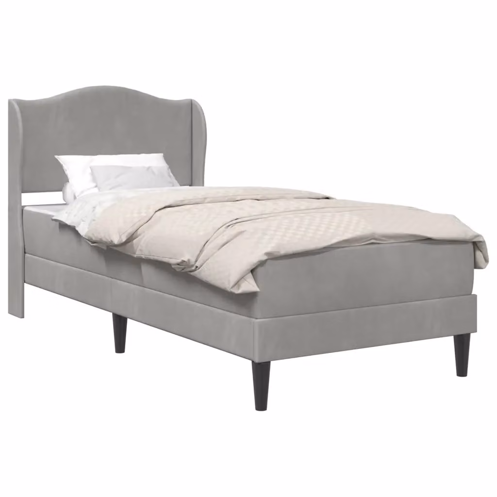 Struttura letto moderno vidaXL in velluto grigio con doghe in legno L/P/H: 202 x 80 x 84 cm – 2