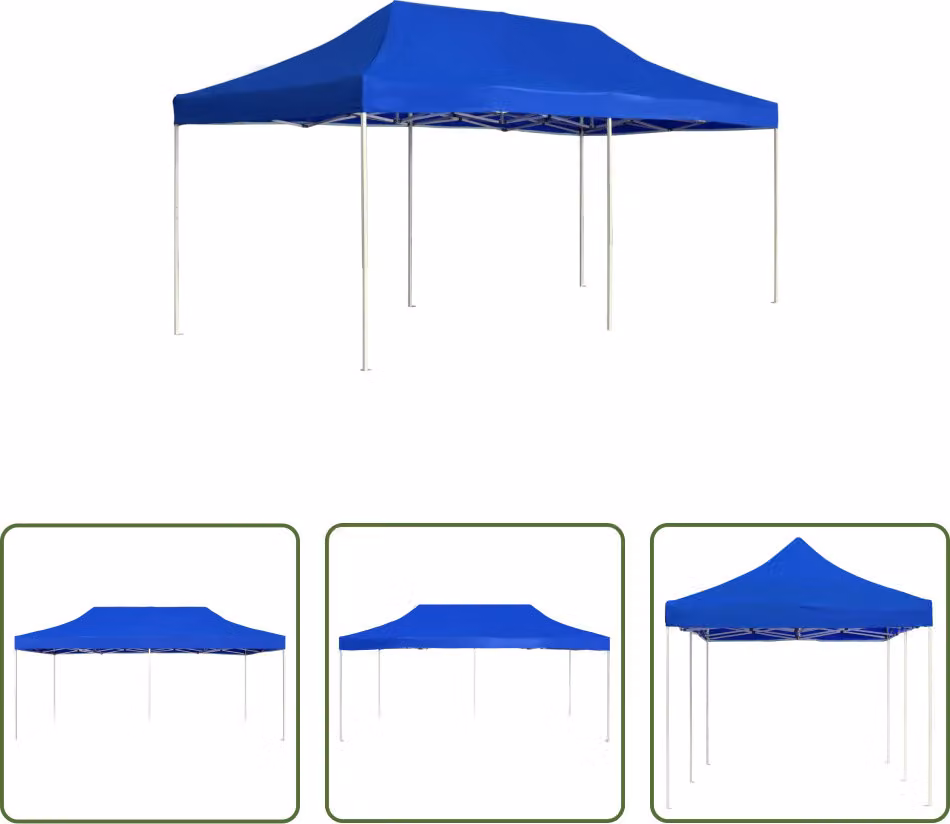 The Living Store Tenda professionale pieghevole in alluminio per feste 6x3 m blu