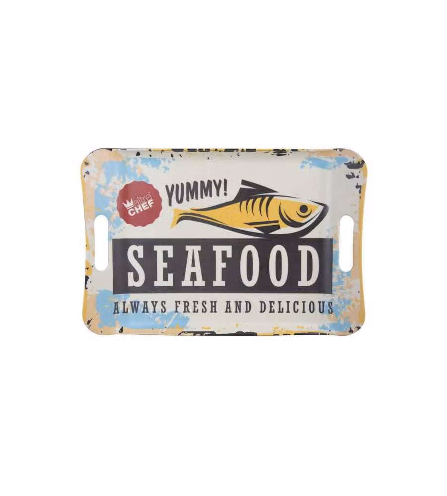 Vassoio Melamina Maniglie Seafood Cm 41X28 Kb8