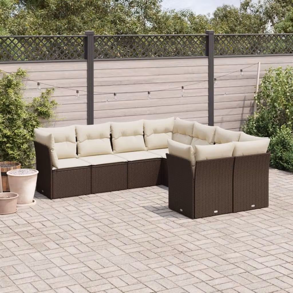 Maison Exclusive - Set Divani da Giardino 8 pz con Cuscini Marrone in Polyrattan