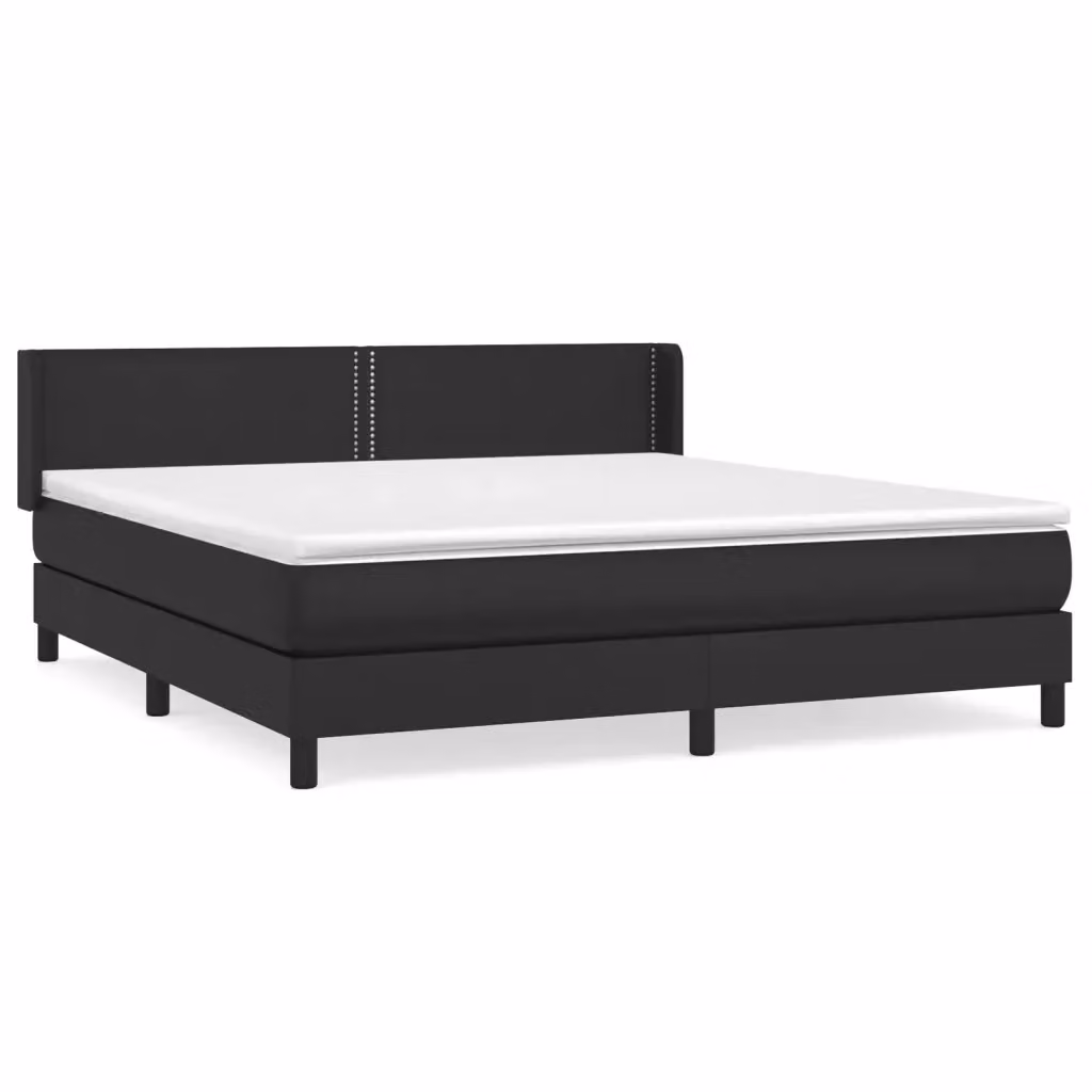 Letto con Giroletto a Molle e Materasso vidaXL in Similpelle Nero e Bianco L/P: 180 x 200 cm – 2