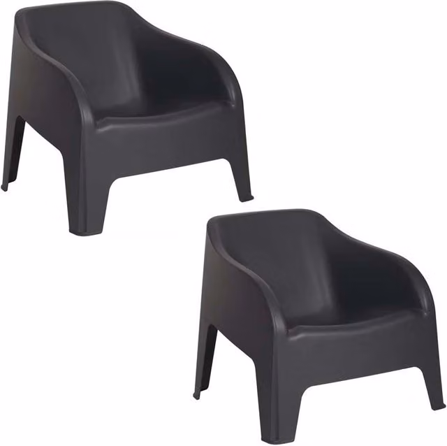 Set di 2 poltrone da giardino Petra in resina La Dea Sedia colore Antracite opaco – 1