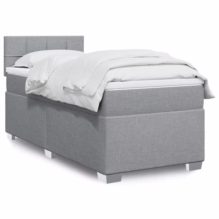 vidaXL Giroletto a Molle con Materasso in Tessuto Grigio e Bianco L/P/H: 80 x 200 cm