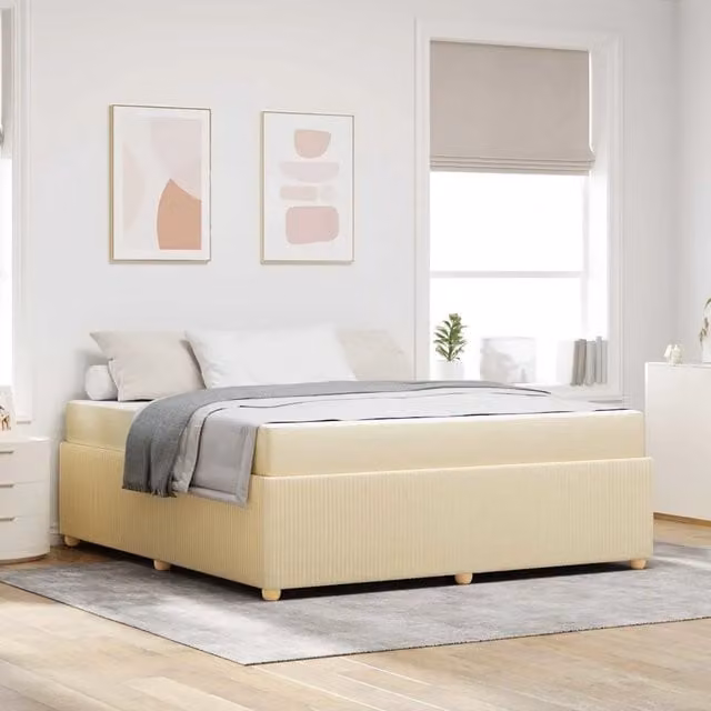 Struttura del letto imbottita vidaXL in tessuto beige L 180 x P 200 cm