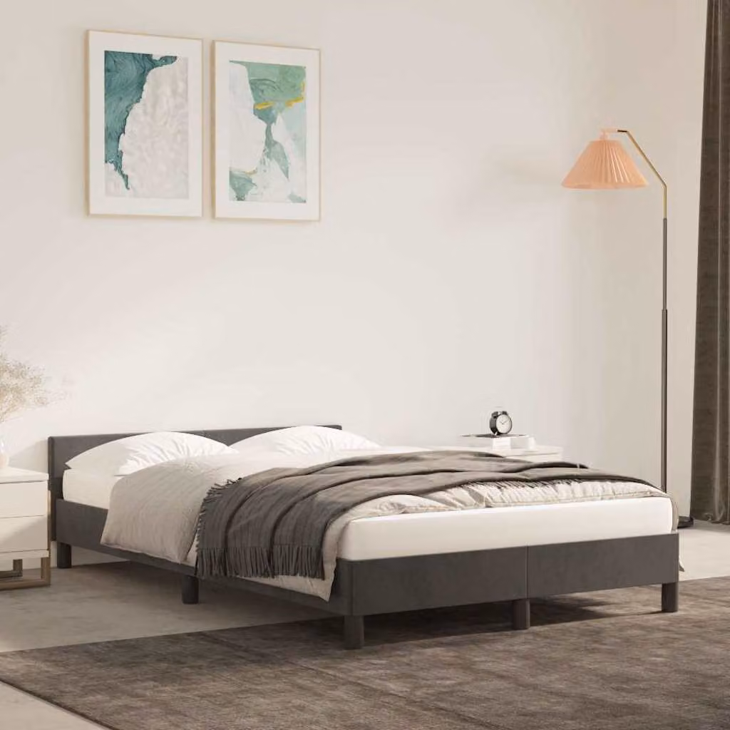 vidaXL Giroletto imbottito in velluto grigio senza materasso L/P/H: 120 x 200 x 126 cm