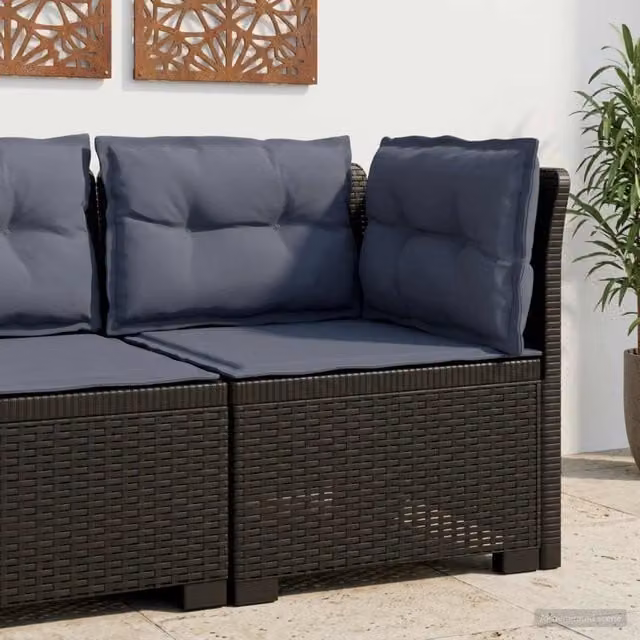 Divano da giardino a 1 posto con cuscini vidaXL in aspetto rattan color antracite L: 70 cm, P: 62 cm, H: 62 cm