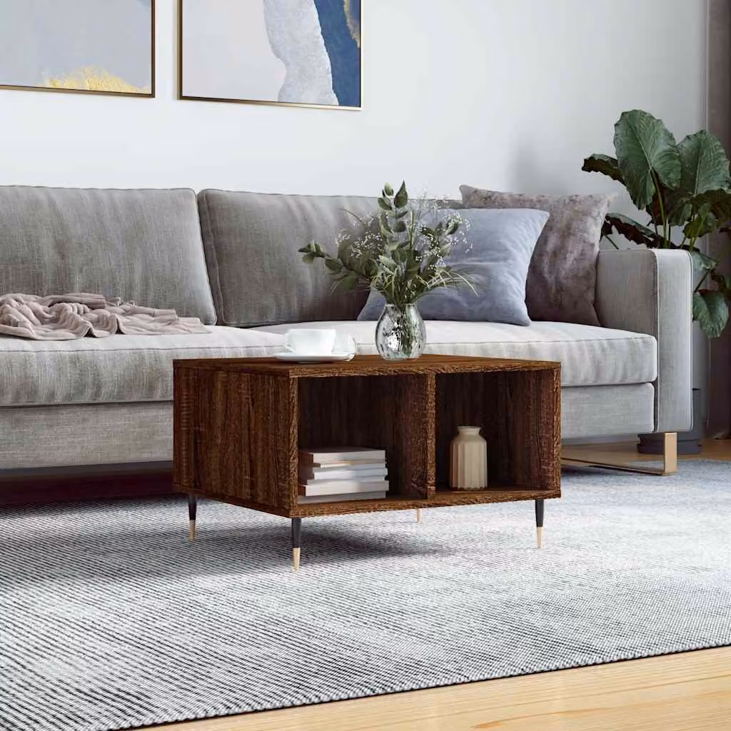 vidaXL Tavolino da Salotto Moderno in Rovere Marrone, L 60 cm x P 50 cm x H 36,5 cm