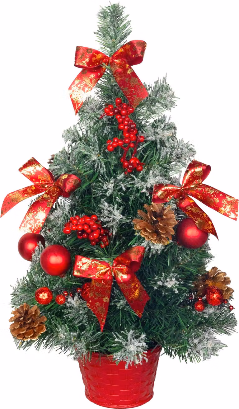 Albero MagicHome Natale, decorato, innevato, rosso, 50 cm