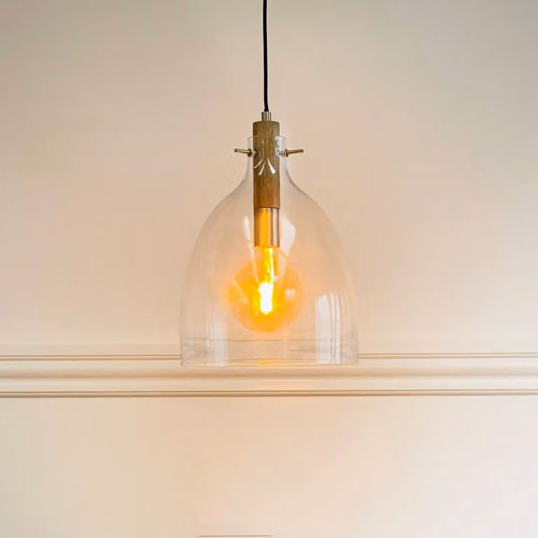 Dyberg Larsen Lampada a sospensione Bistro, dimmerabile, Chiaro / Trasparente, Soggiorno / Sala da pranzo, Vetro, Design, Lampada a sospensione