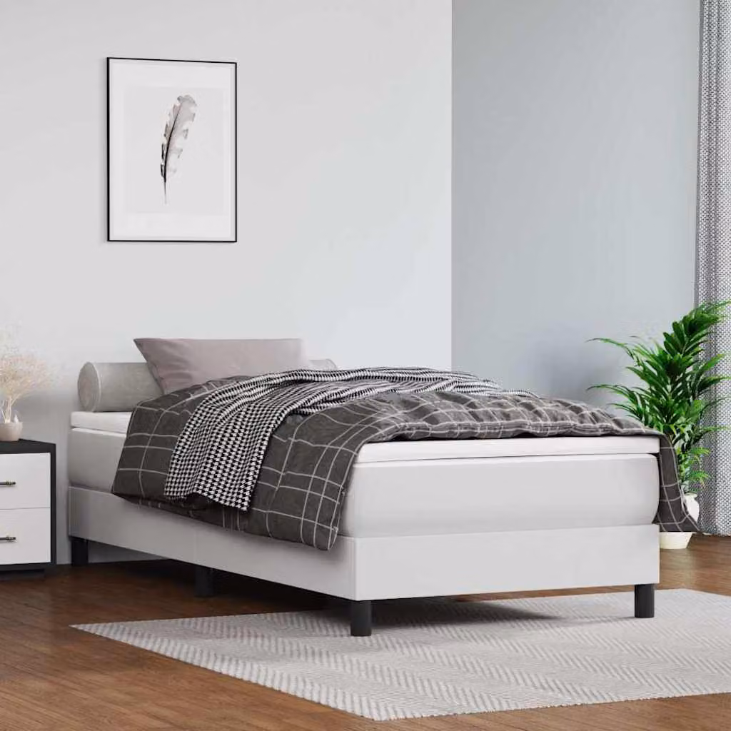 Struttura Letto a Rete a Molle vidaXL in Similpelle Bianco, L 90 x P 200 cm