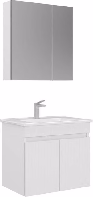 Set mobile lavabo con specchio (2 pezzi) "Tivoli 65" - 65 x 45 x 57 cm - Bianco opaco