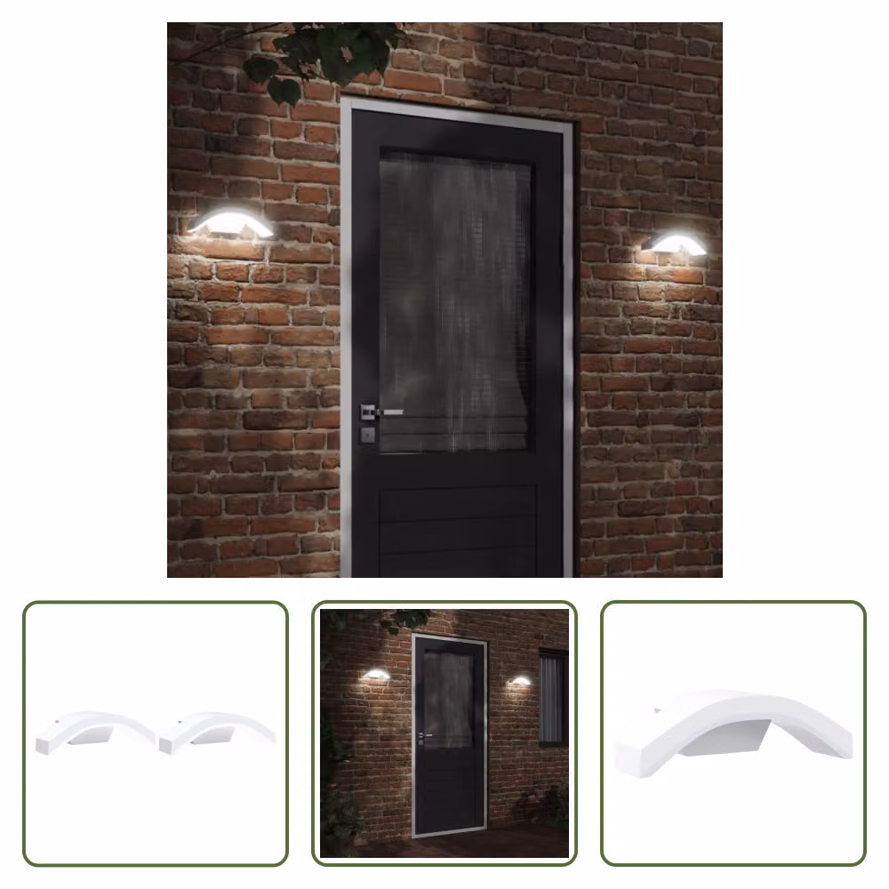 The Living Store Applique da esterno a LED 2 pz. Alluminio pressofuso bianco