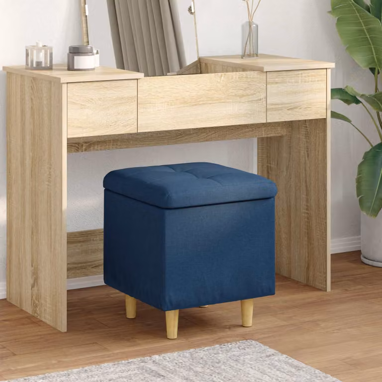 vidaXL Pouf con Storage Blu 40 x 40 x 45 cm Tessuto