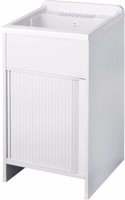 Mobile lavatoio in PVC con chiusura salvaspazio per interni ed esterni, colore bianco, L/P/H: 50 x 50 x 89 cm
