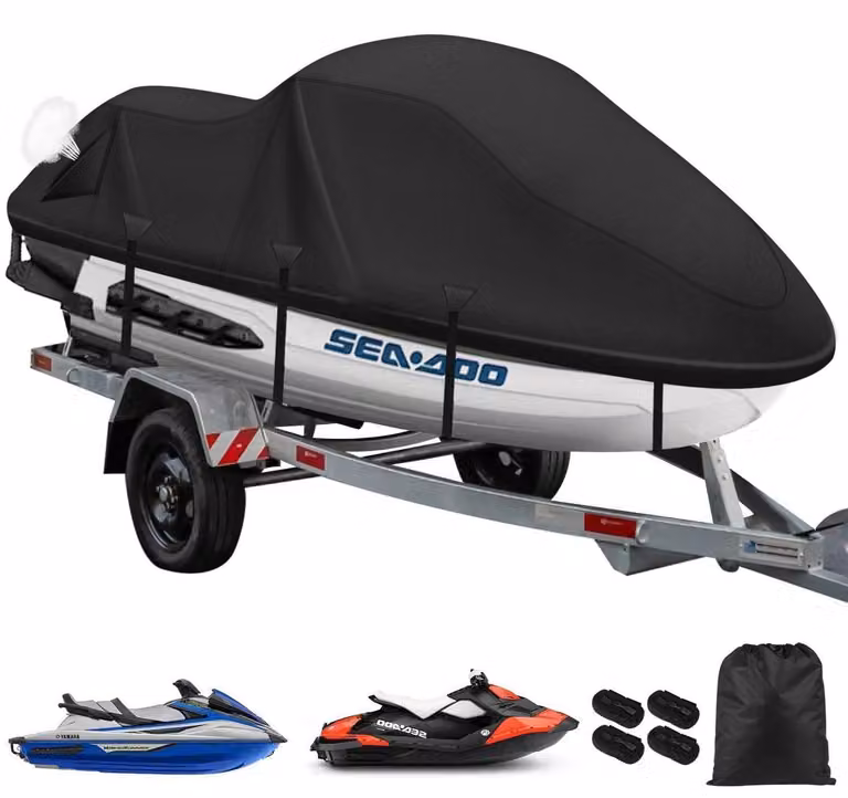 Copertura per jet ski, tessuto 900D, resistente, impermeabile, taglia 3XL, colore nero, dimensioni 345-370 cm
