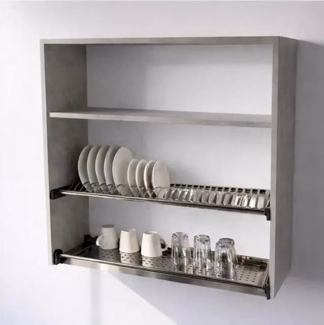 Pensile Scolapiatti Calandrelli Grigio Cemento H 90 x L 90 x P 33 cm