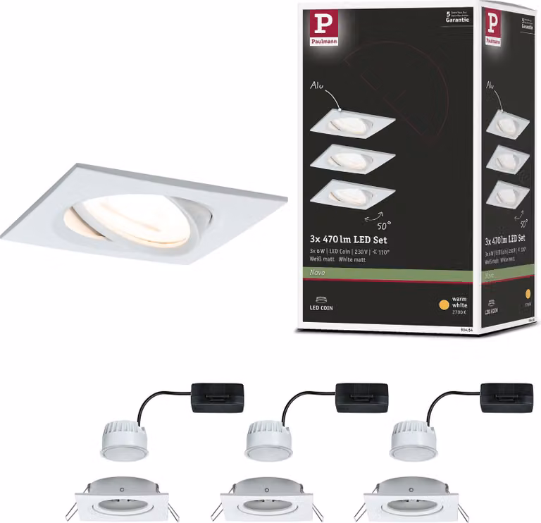 Paulmann Luce da incasso a LED Nova set di 3 luci orientabili