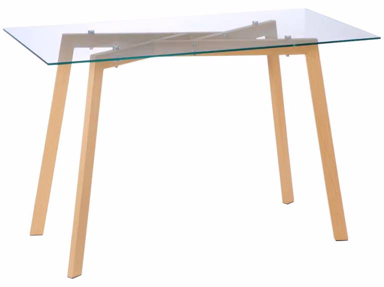 Tavolo da pranzo - Tavolo - Tavolo da cucina - Tavolo da sala da pranzo - Tavolo da lavoro - Piano in vetro trasparente - Struttura in acciaio - 120x60x76 cm