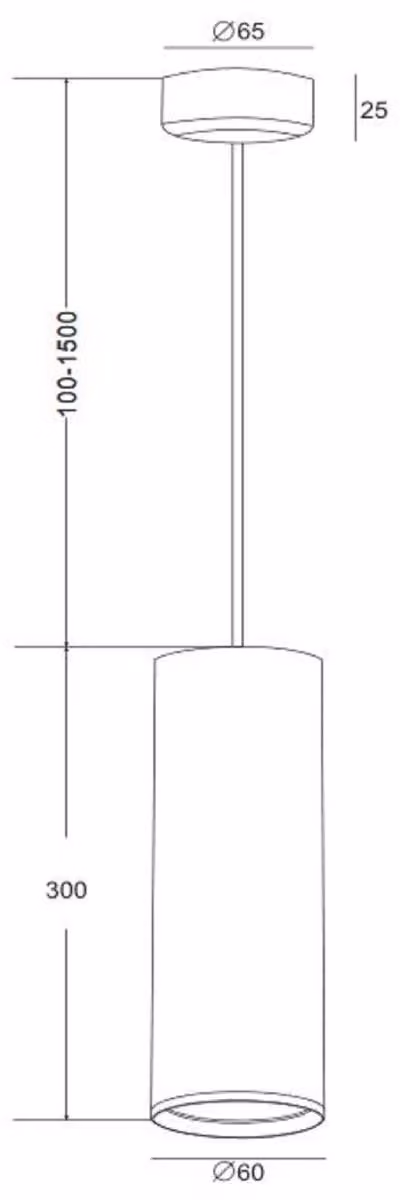 Casa Padrino, lampada a sospensione bianca Ø 6 x H. 30 cm - Lampada a sospensione in alluminio regolabile in altezza