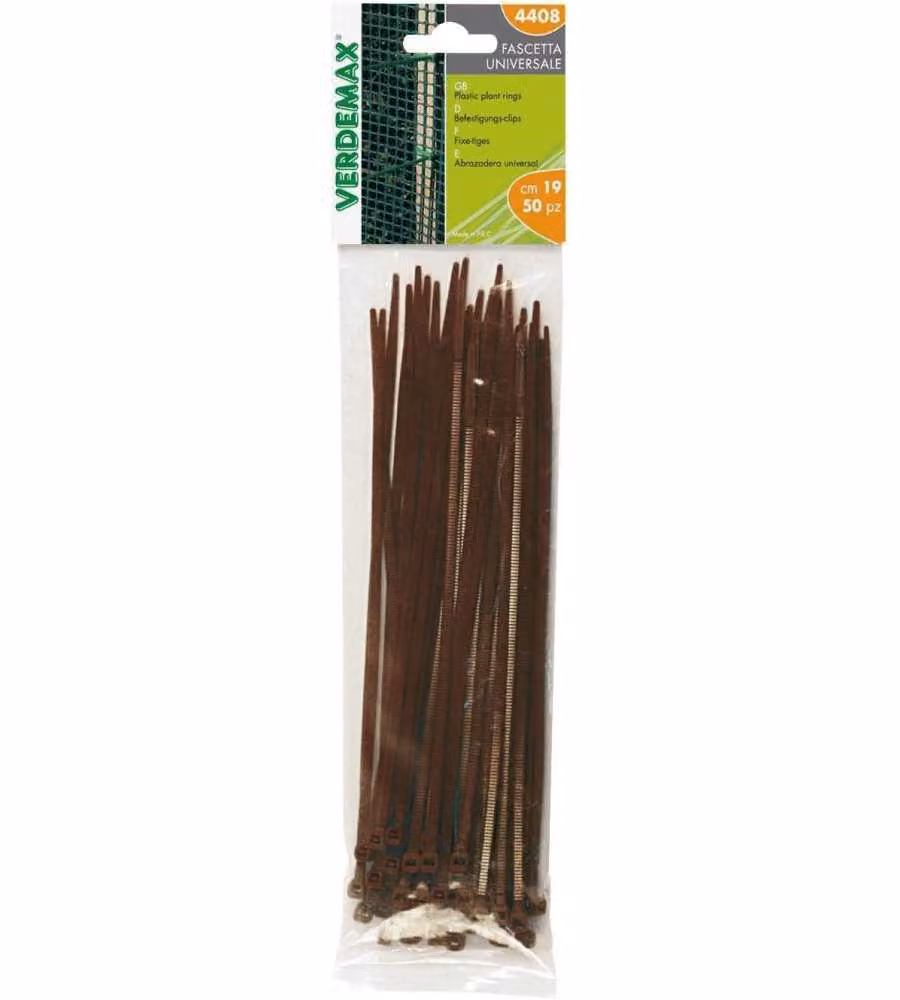 VERDEMAX Fascetta universale dentellata marrone 190 mm 50pz in plastica