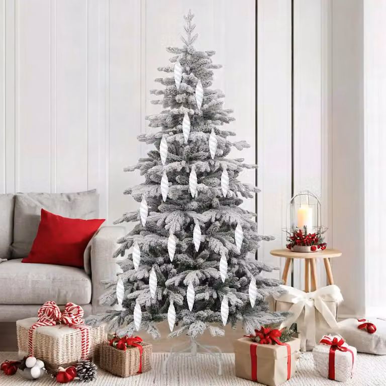 Set di 40 decorazioni natalizie a spirale vidaXL bianche in plastica, pendenti geometrici per il tuo albero di Natale