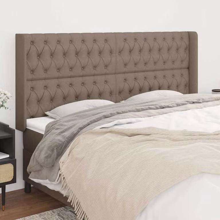 Testiera ad Orecchio vidaXL in Tessuto Beige e Grigio L/P/H: 183 x 16 x 118/128 cm