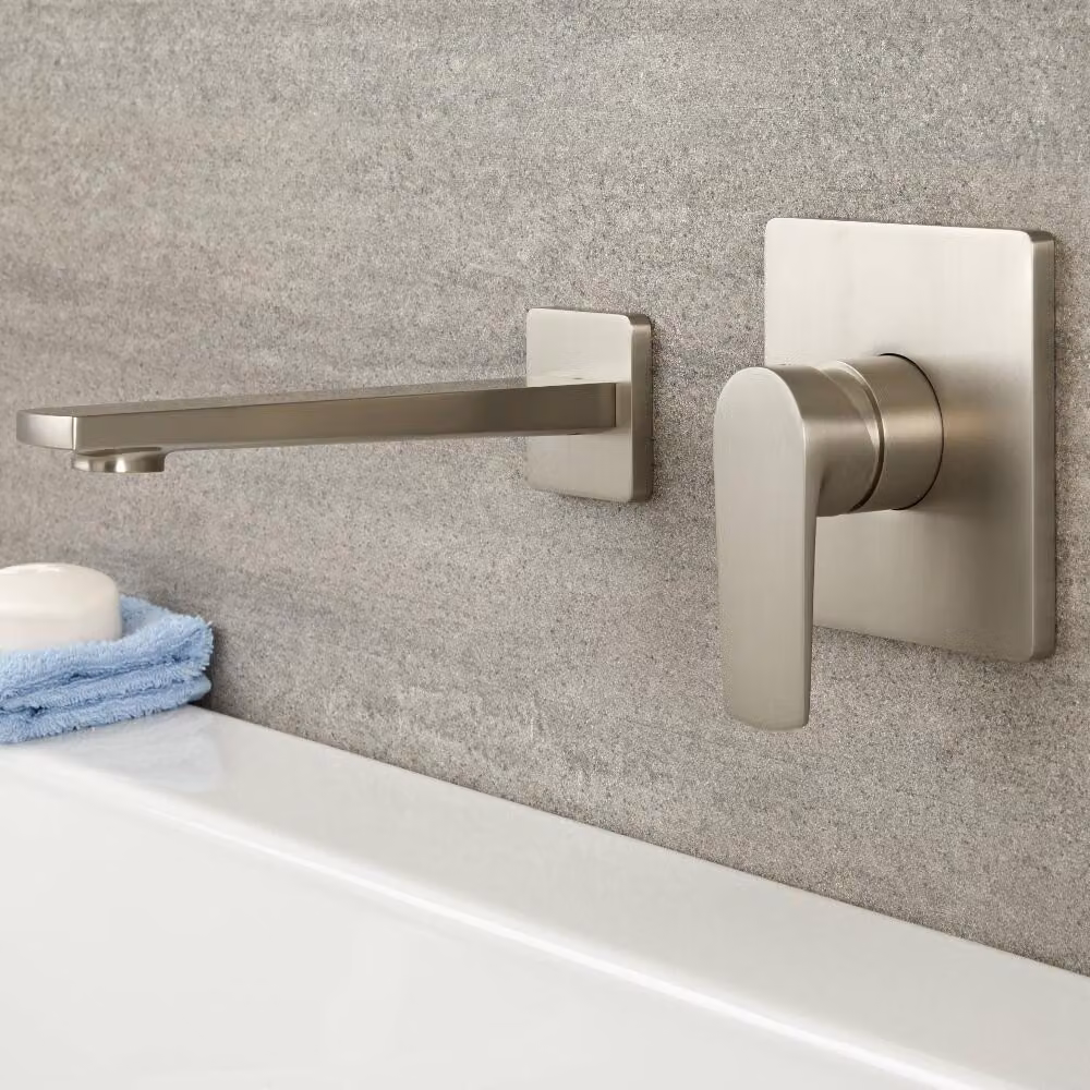 Miscelatore Manuale ad 1 Via per Lavabo o Vasca in Nichel Spazzolato Completo di Erogatore - Harting