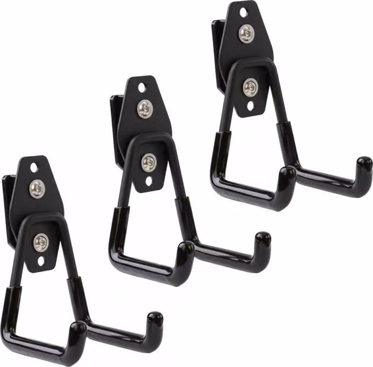 Set di 3 ganci portautensili BOTLE per sistema di valigette Qbrick "lineari" 7 cm, robusti con rivestimento in PVC, per garage, officina, capanno, ganci doppi, portata fino a 40 kg, per prolunghe