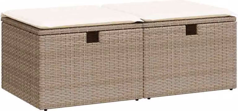 Set Divano da Giardino 2 pz con Cuscini Beige Polyrattan Acacia