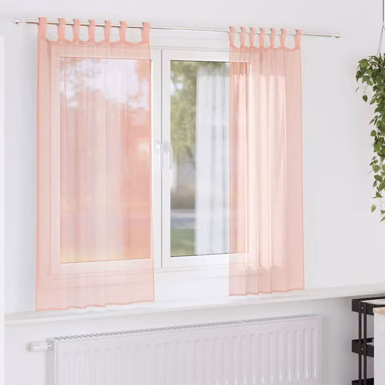Set di 2 tende in voile semi-trasparenti vidaXL con passanti, colore rosa, L: 140 cm x H: 175 cm
