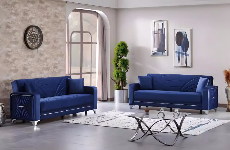 Design Sofas Garnitur Wohnzimmer 2x Dreisitzer Sofa Couch Polstermöbel