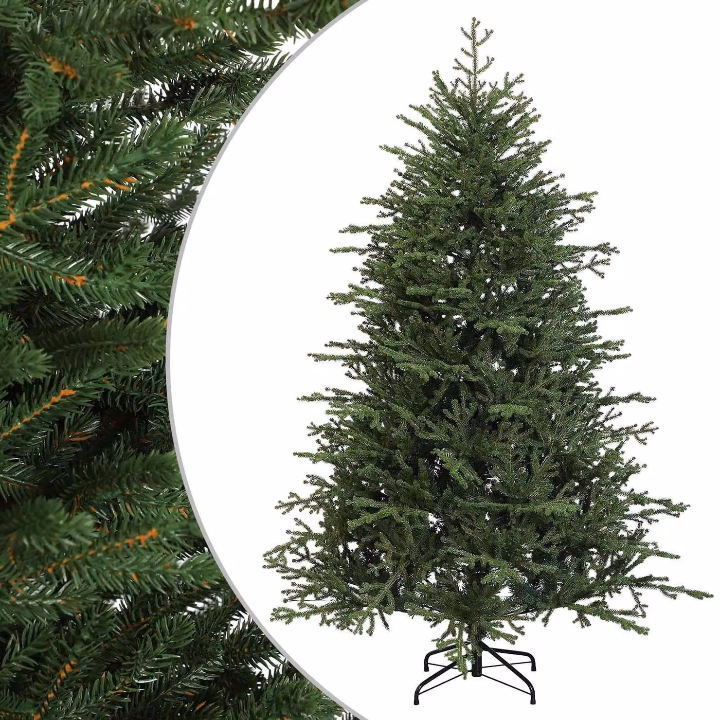 Albero di Natale artificiale pieghevole, altezza 150 cm, realizzato in PVC e metallo