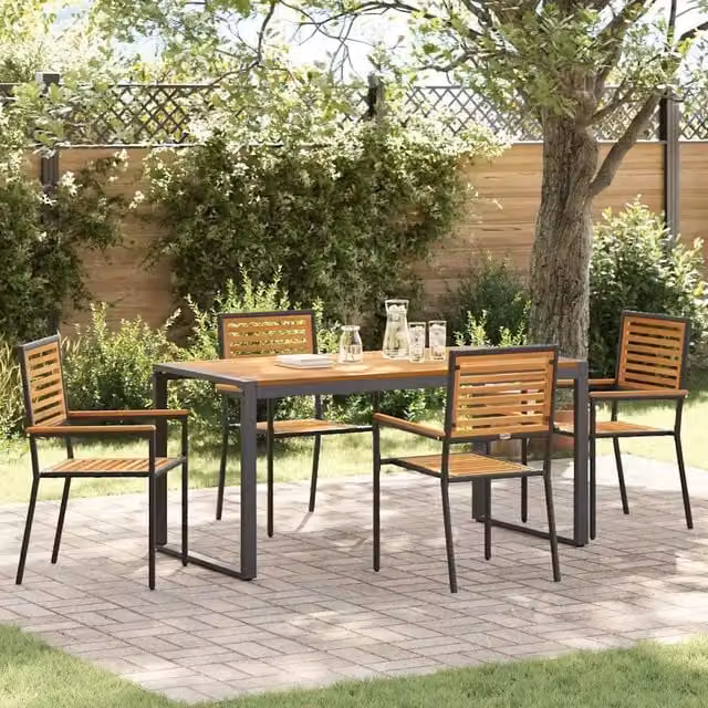 Set da Pranzo per Giardino 5 pz Nero e Marrone polyrattan 3365475