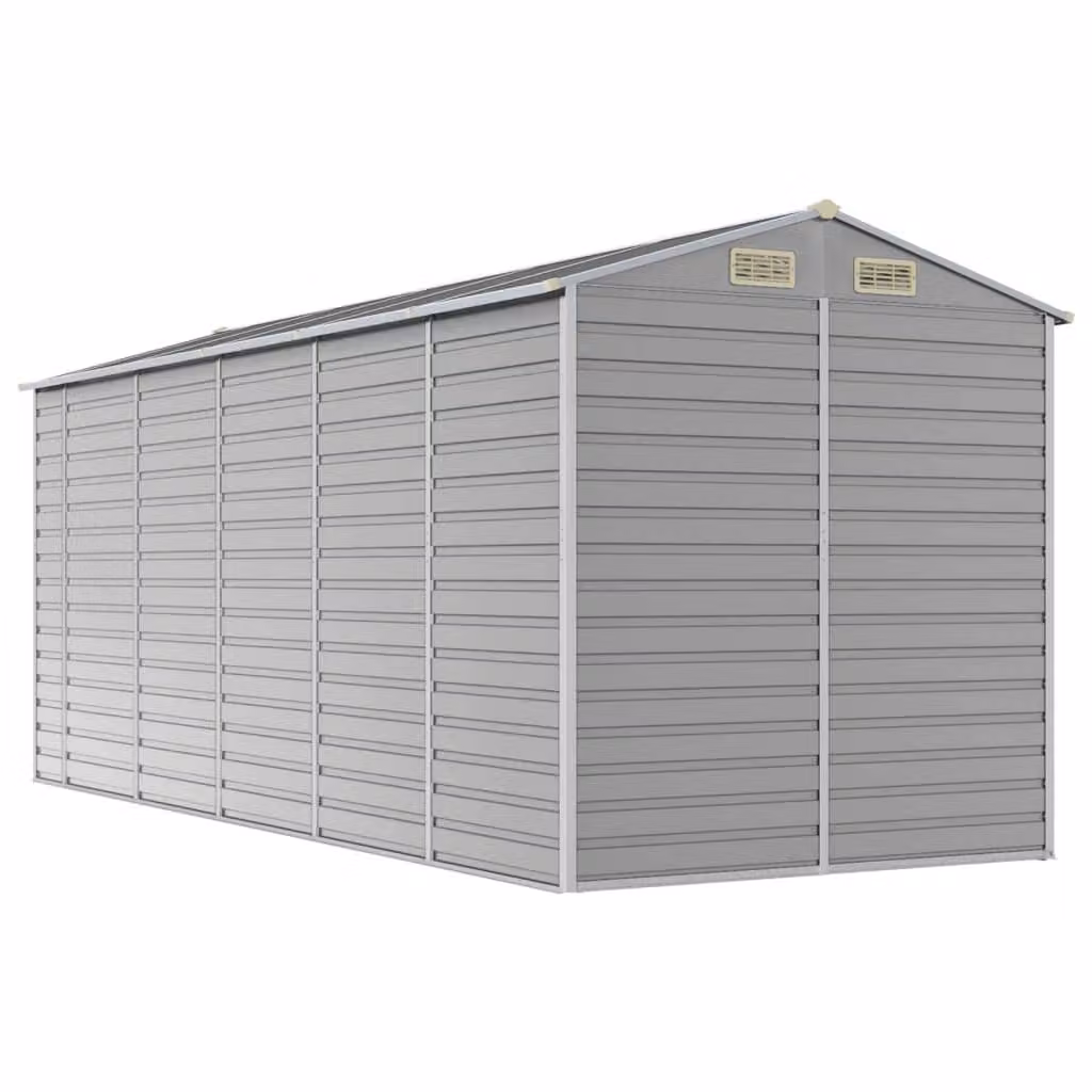 Casetta da giardino grigio chiaro 191x470x198 cm in acciaio zincato