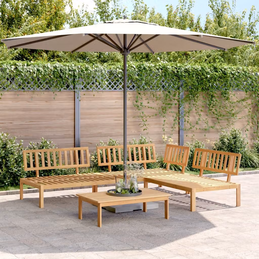 Set Divano da Giardino a L con Tavolino vidaXL in Legno di Acacia Marrone con Cuscini inclusi