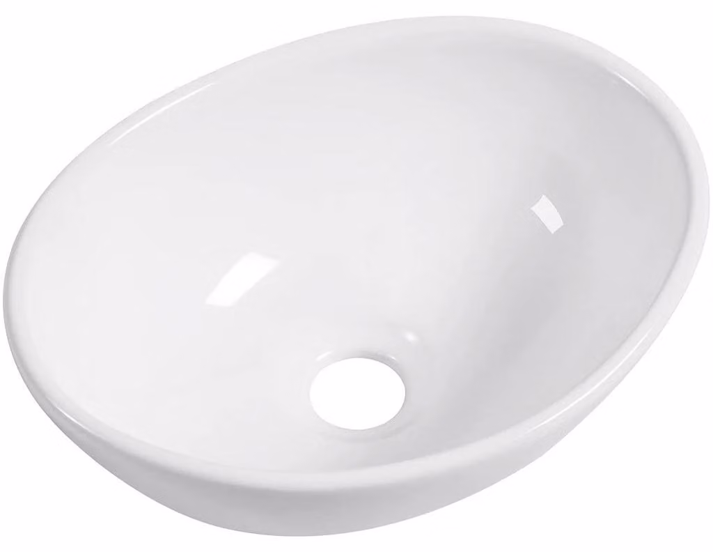 Lavabo in Vetroceramica Minio, da appoggio, bianco lucido, 34,5x26 cm