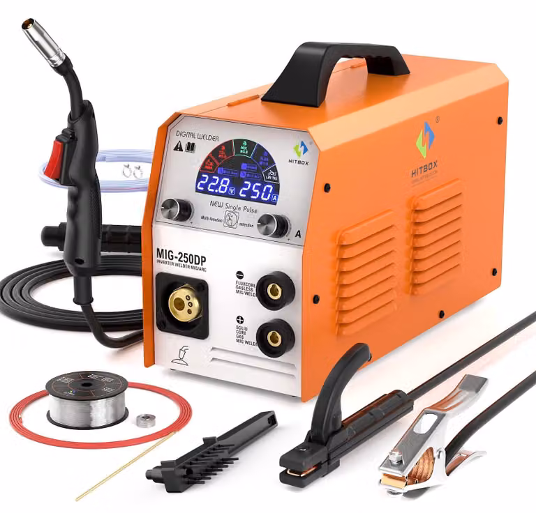 Saldatrice MIG 250A 5-in-1 Puls - Sinergica, display LED digitale, per lavorazione dei metalli