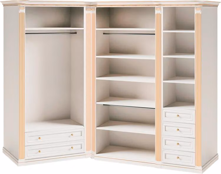 Weißer Eckkleiderschrank Exklusive Schlafzimmermöbel Massivholz Schrank