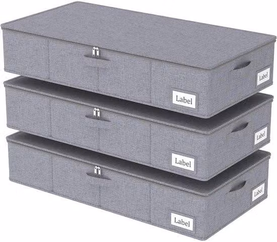 Borse organizer sottobordo, set da 3, pieghevoli, 80 x 40 x 15 cm, grigio, tessuto Oxford con base in PP, traspiranti, cerniere resistenti, 4 maniglie