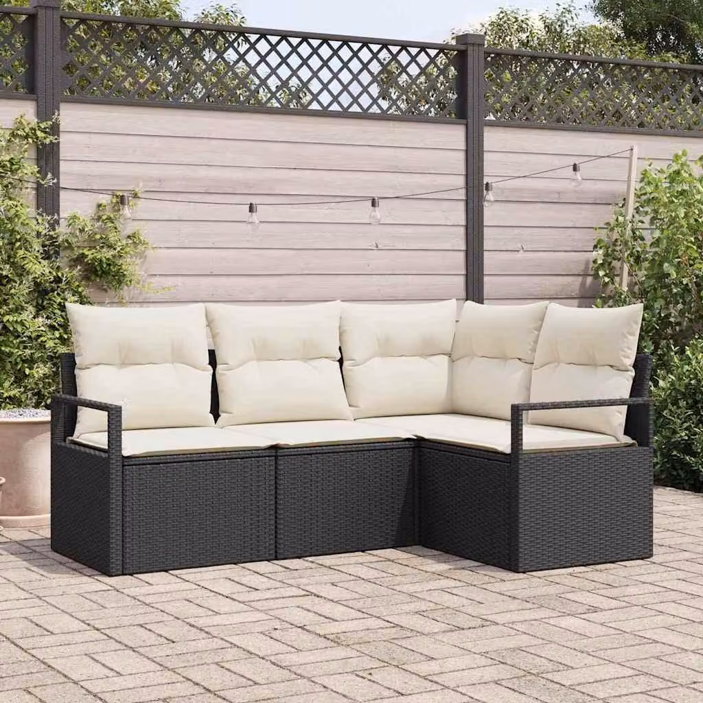 Maison Exclusive - Set di divani da esterno, 4 pezzi, colore nero [Materiale sintetico]: rattan sintetico