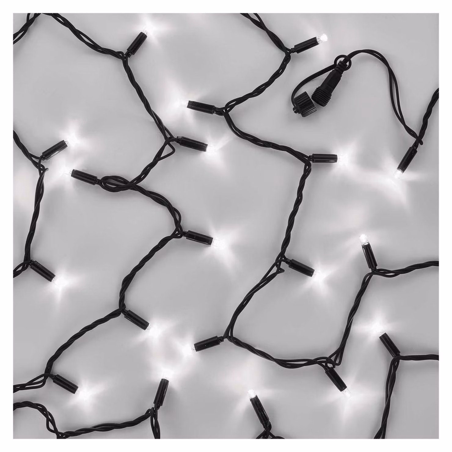 Catena luminosa professionale, 10 metri, 100 LED, luce bianca fredda, colore nero, grado di protezione IP44